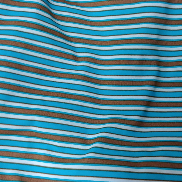 teal and brown striped bikini fabric