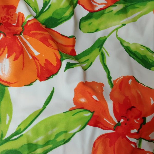 orange floral fabric