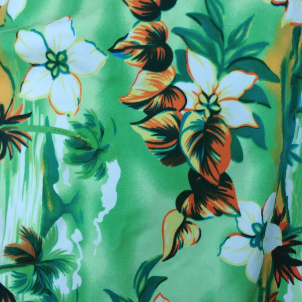 green Hawaiian print swimsuit
