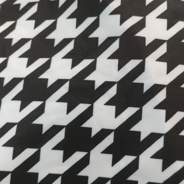 black and white houndstooth check fabric