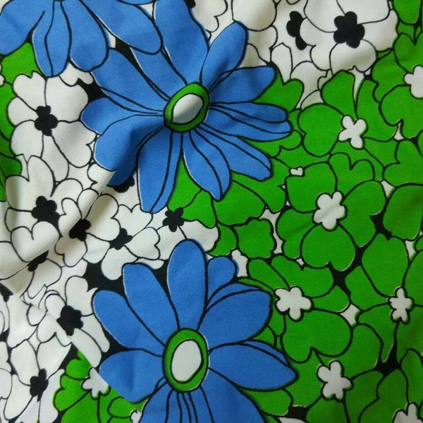 blue and green floral fabric