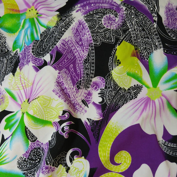 black and purple floral fabric