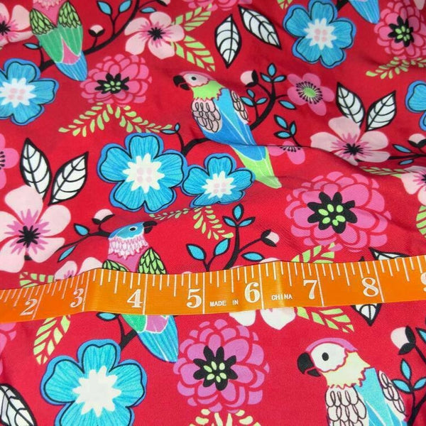 pink and aqua parrot fabric